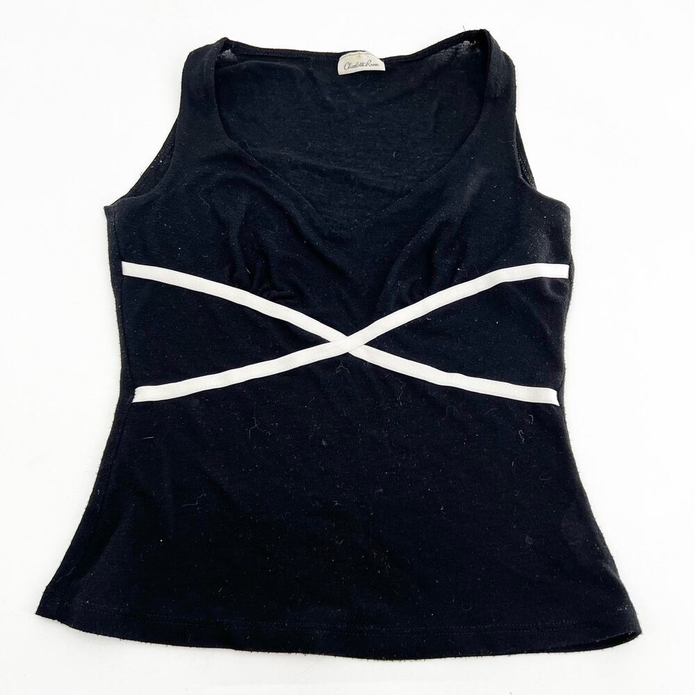 Charlotte Russe Black Y2K‎ V-Neck Tank Top Small